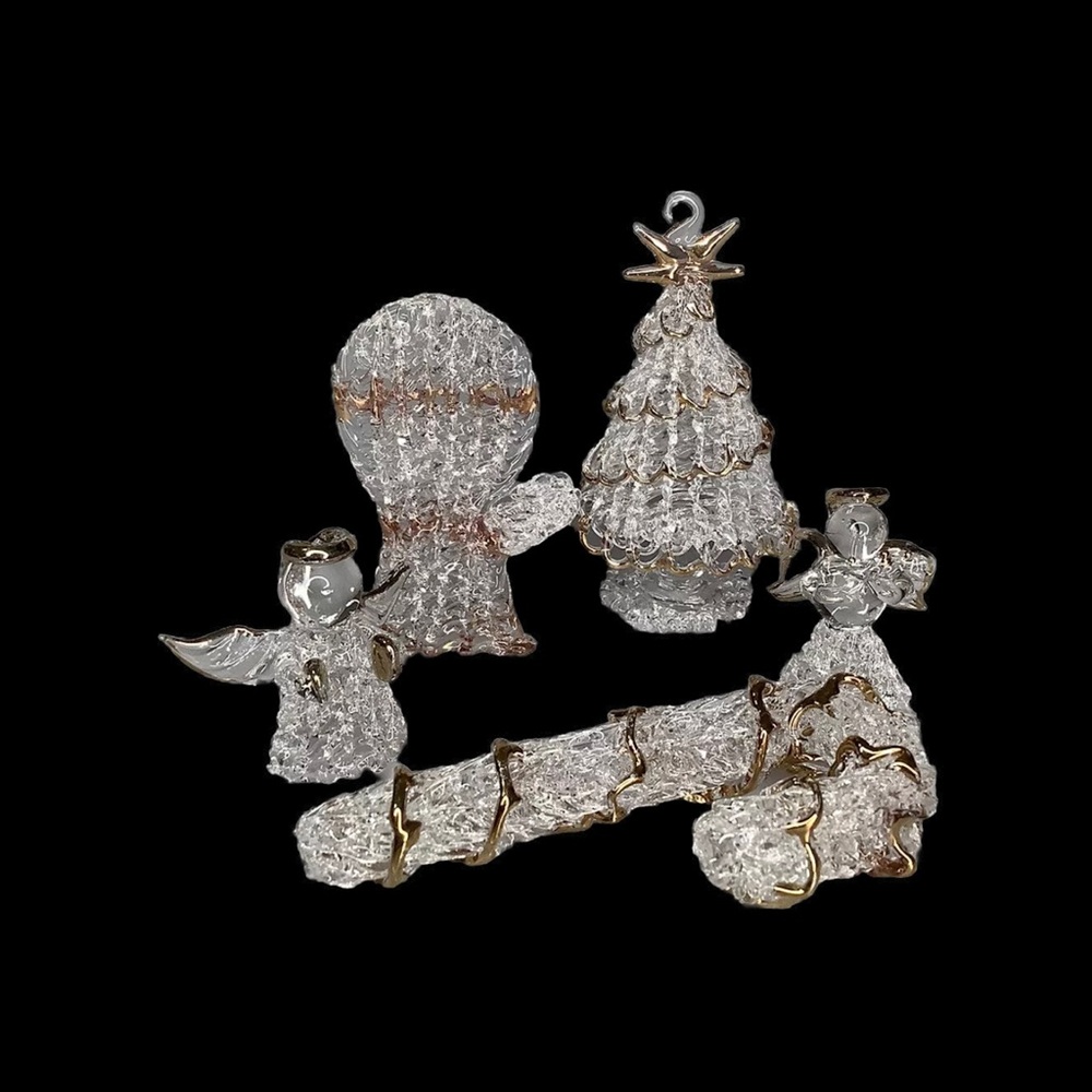 Imagination In Action Glass Angels Christmas Tree Vintage Ornaments Lot Of (5)